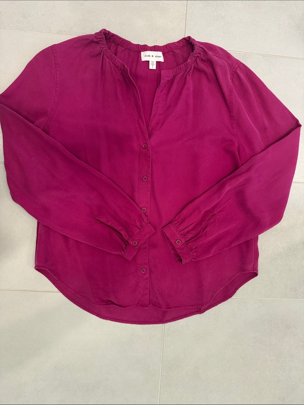 cloth & stone Rich Fuchsia Button-Front Long Sleeve Blouse